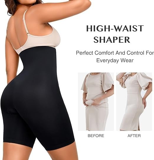 Lilots Women's High Waist Shapewear with Anti Rolling Strip || Tummy Control Tucker Waist Slimming Shapewear Black - Image 5