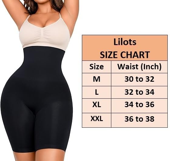 Lilots Women's High Waist Shapewear with Anti Rolling Strip || Tummy Control Tucker Waist Slimming Shapewear Black - Image 2