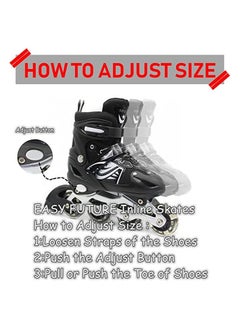 EASY FUTURE Inline Skates Adjustable Size Roller Skates with Flashing Wheels Children Skate Shoes Including Protective Gear (Knee Elbow Wrist) Black Colour  - Image 3