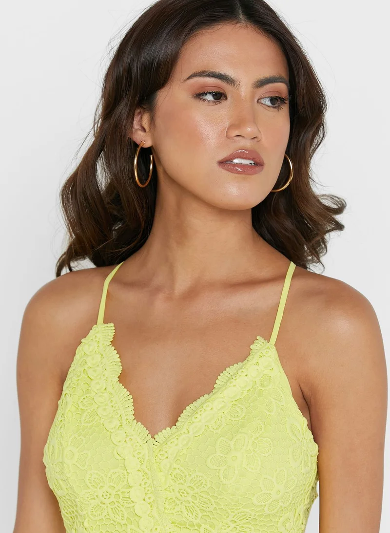 Ginger Lace Top Semi Sheer Maxi Dress