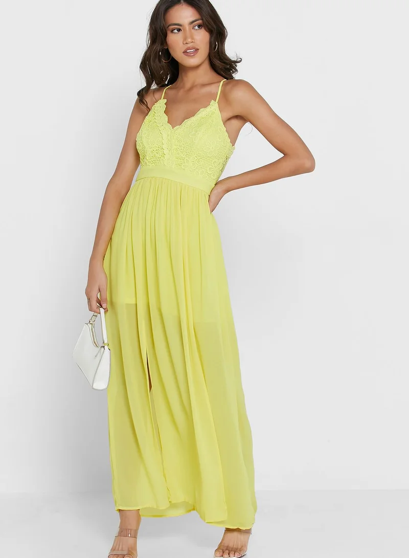 Ginger Lace Top Semi Sheer Maxi Dress