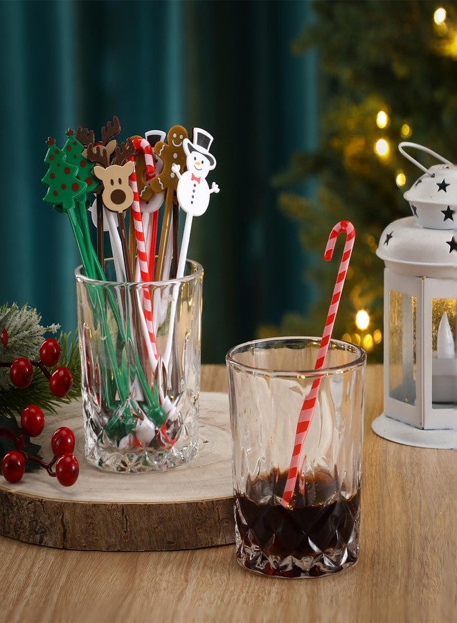 SiliFine 120 Pcs Christmas Plastic Swizzle Sticks Christmas Coffee and Cocktail Stirrers Hot Cocoa Stir Sticks Coffee Bar Decoration Reusable Beverage Drink Stirrers for Xmas Party Favor - Image 2
