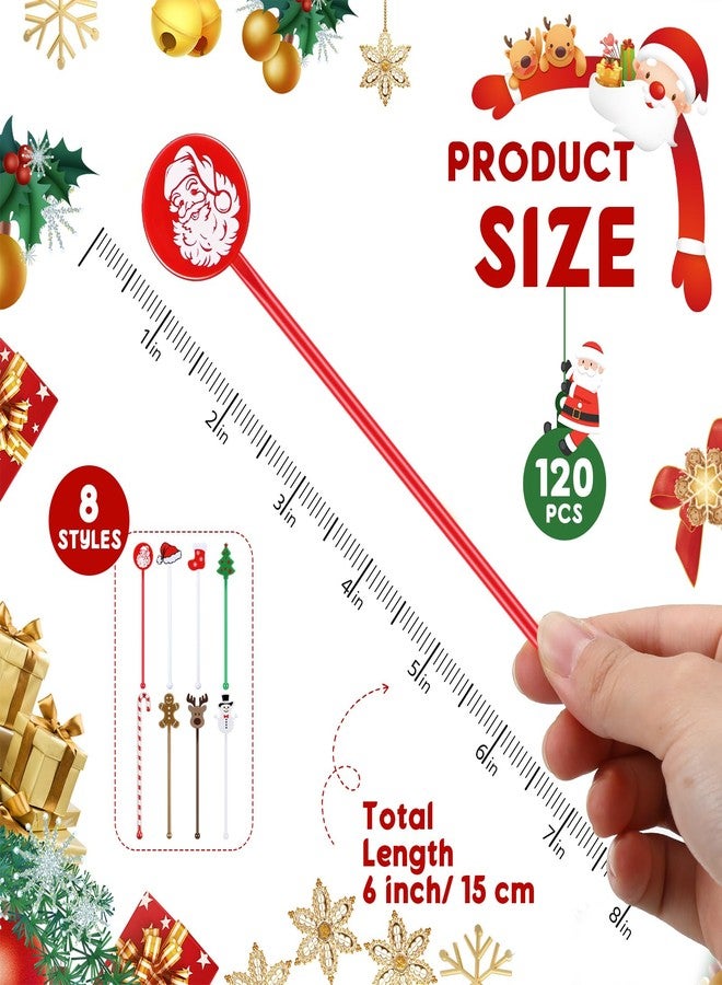 SiliFine 120 Pcs Christmas Plastic Swizzle Sticks Christmas Coffee and Cocktail Stirrers Hot Cocoa Stir Sticks Coffee Bar Decoration Reusable Beverage Drink Stirrers for Xmas Party Favor - Image 3