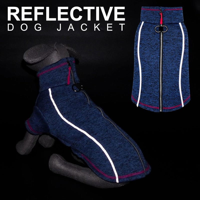 cyeollo Store Dog Sweater Jacket Coat with Zipper Reflective Jackets with D Ring Step in Dog Winter Coats Fleece Sweaters Pet Clothes for Small Dogs - Image 4