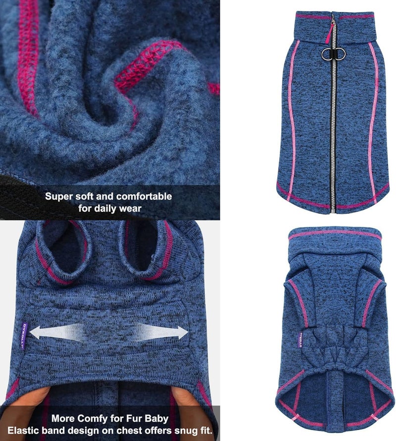 cyeollo Store Dog Sweater Jacket Coat with Zipper Reflective Jackets with D Ring Step in Dog Winter Coats Fleece Sweaters Pet Clothes for Small Dogs - Image 5