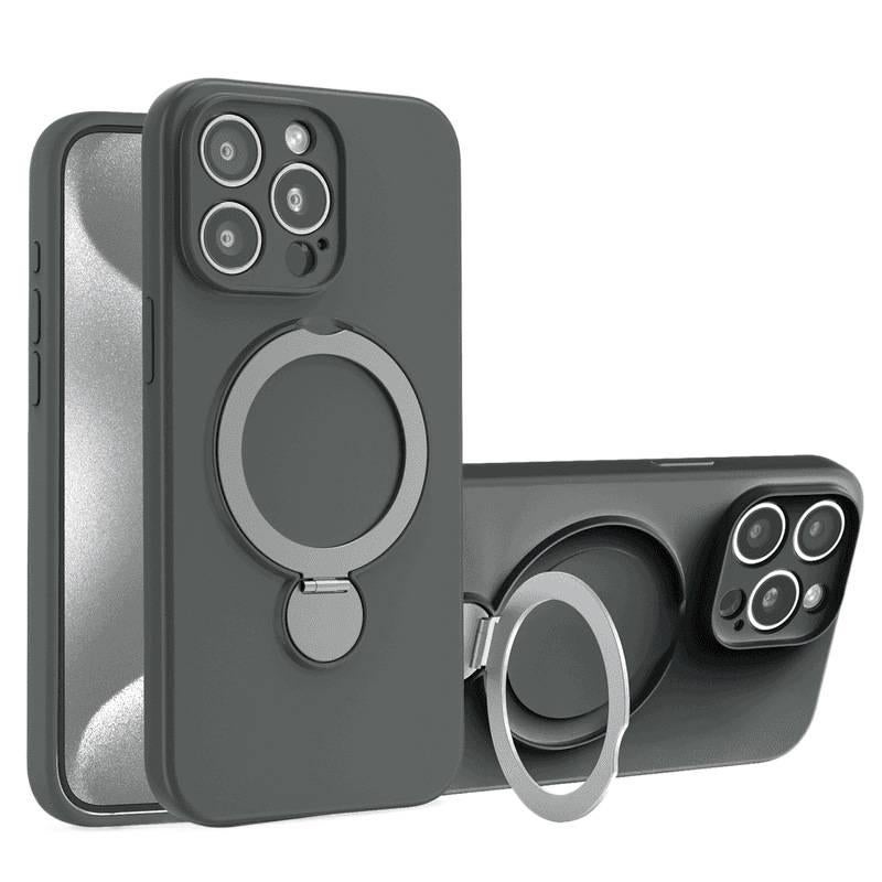 MagSafe iPhone 16 Plus Silicone Case for iPhone 16 16 Plus 16 Pro 16 Pro Max with Kickstand and Full Coverage and Anti Slip Grip in Titanium Grey - Image 1