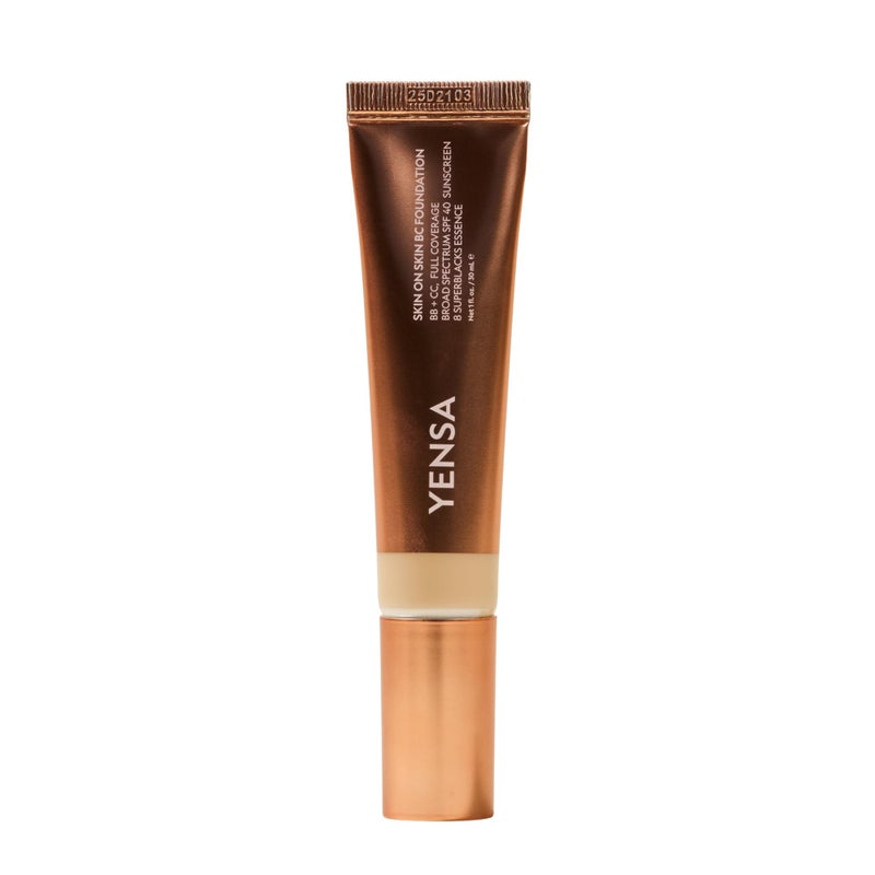 YENSA Skin on Skin BC Foundation Makeup - CC, BB Cream & Full Coverage Foundation-In-One - Buildable, Radiant Finish with SPF 40, Hyaluronic Acid, Peptides & 8 SuperBlacks - Light Neutral (1 oz) - Image 1