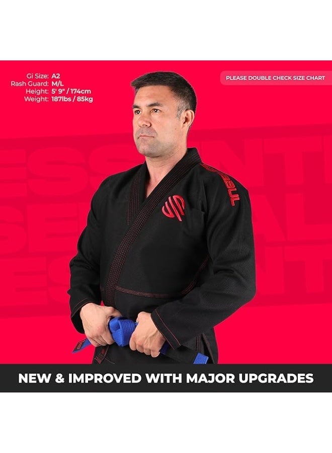 سنابول جي جيتسو برازيلية سانابول إسينشال للرجال | جي جيتسو برازيلية | قماش قطني خفيف الوزن، مقاوم للانكماش | معتمد من الاتحاد الدولي للجوجيتسو، أسود - Image 2