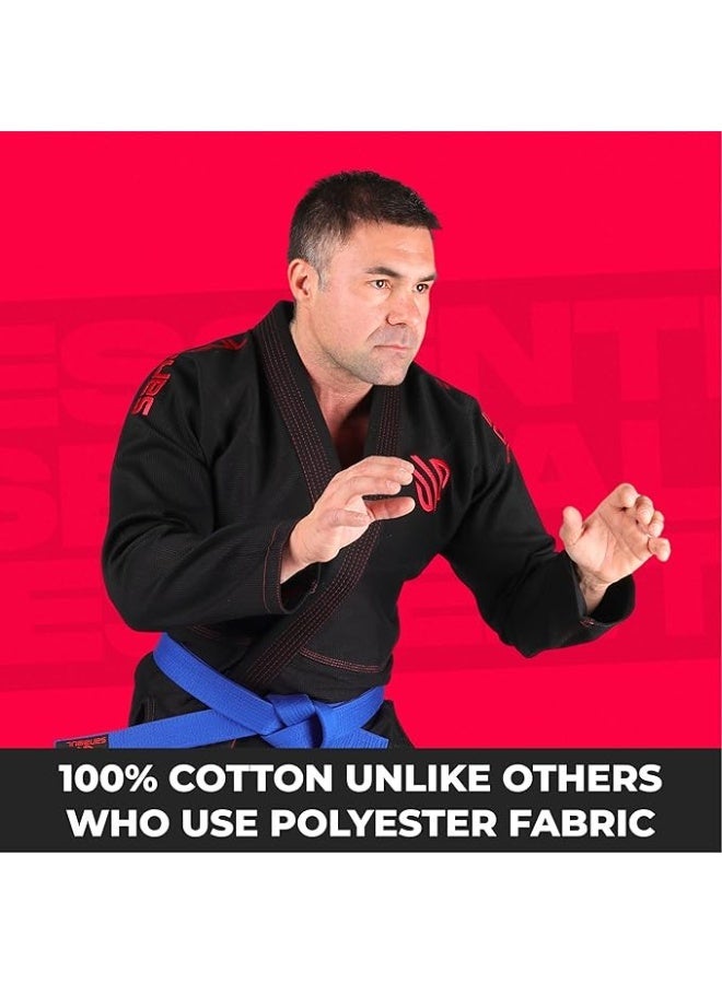 سنابول جي جيتسو برازيلية سانابول إسينشال للرجال | جي جيتسو برازيلية | قماش قطني خفيف الوزن، مقاوم للانكماش | معتمد من الاتحاد الدولي للجوجيتسو، أسود - Image 5