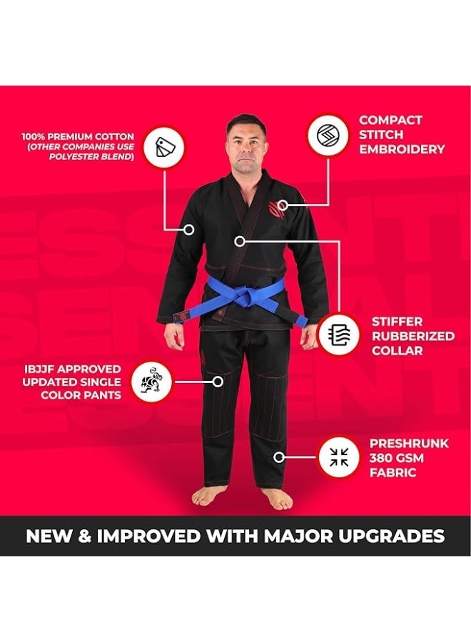 سنابول جي جيتسو برازيلية سانابول إسينشال للرجال | جي جيتسو برازيلية | قماش قطني خفيف الوزن، مقاوم للانكماش | معتمد من الاتحاد الدولي للجوجيتسو، أسود - Image 4