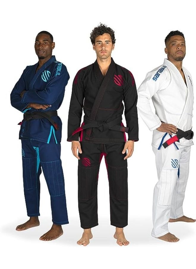 Sanabul  Essential BJJ Gi for Men | Brazilian Jiu Jitsu Gi BJJ | Lightweight, Preshrunk Cotton Fabric | IBJJF Approved Black 