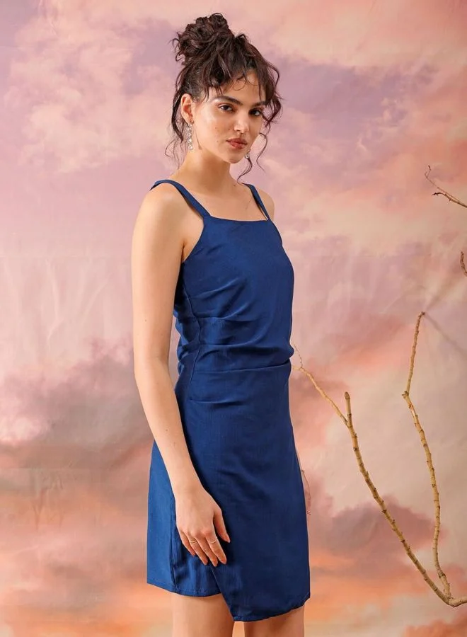 Freehand  Women Regular Fit Solid Square Neck Sleeveless Gathered Dress for Women | Best Price UAE