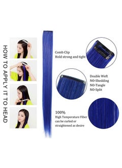 ECOCHARMS 8 PCS Princess Party Highlight Clip in Colored Hair Extension Costumes Wig for Baby Girls&Dolls(Purple&Blue)  - Image 5
