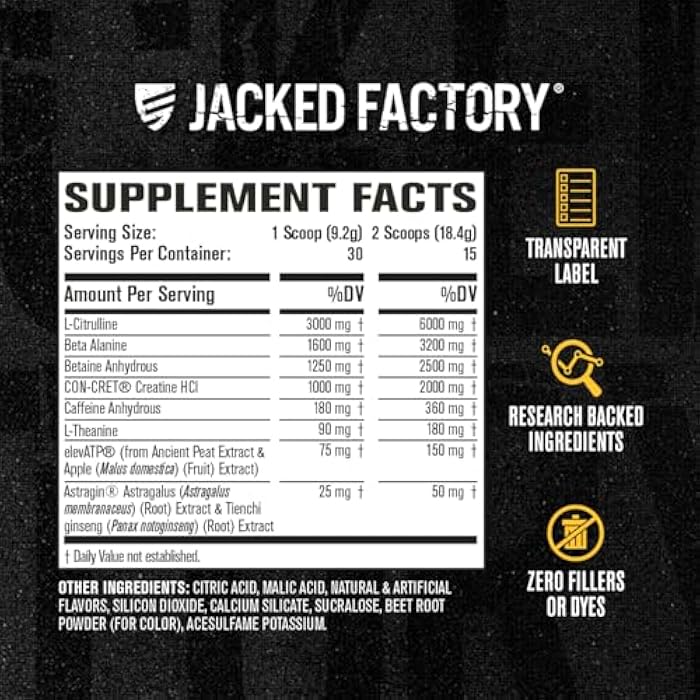 Jacked Factory Nitrosurge Build Pre Workout with Creatine for Muscle Building - Con Cret Creatine Powder & elevATP for Intense Energy, Powerful Pump, & Endless Endurance - 30 Servings, Cherry Bomb - Image 5