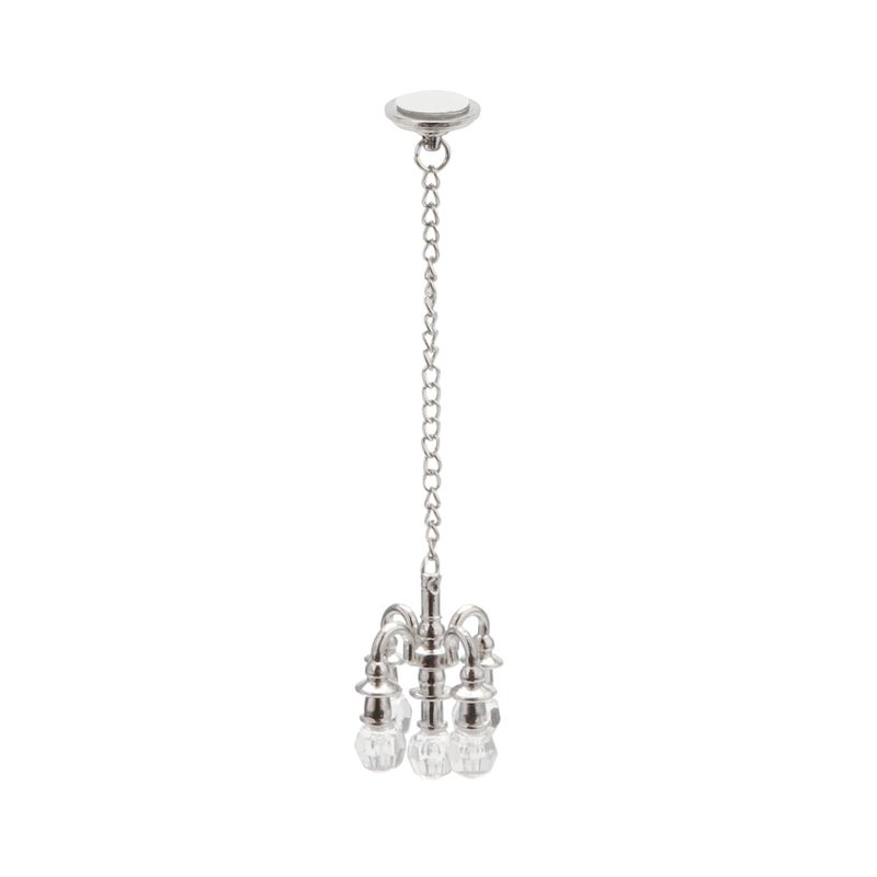 Cutemini Dollhouse Miniature Chandelier 1:12 Scale Chrystaline Chandelier Pendant 5 Head Hanging Ceiling Light Luxury Decoration Ceiling Lamp Dollhouse Accessories (Silver) - Image 1