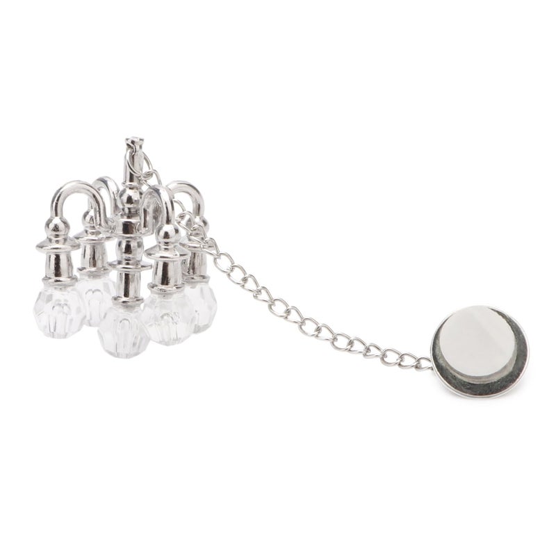 Cutemini Dollhouse Miniature Chandelier 1:12 Scale Chrystaline Chandelier Pendant 5 Head Hanging Ceiling Light Luxury Decoration Ceiling Lamp Dollhouse Accessories (Silver) - Image 4