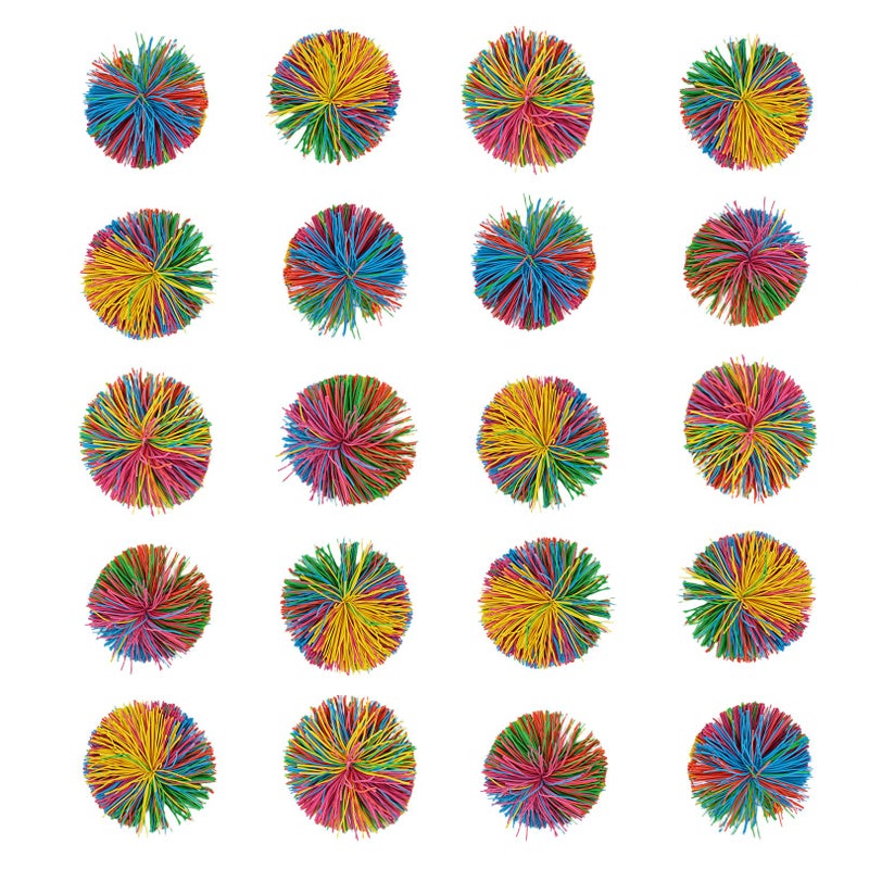 PQJSJDR 20 Pieces Stringy BallsSensory Fidget Stress BallSoft Silicone Rainbow Pom Bouncy Balls for Anxiety ReliefBirthday GiftsParty Favors Stocking StuffersChristmas Prizes 25 Inch - Image 3