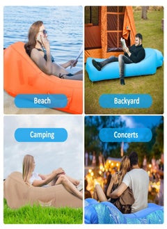 Aomeius Inflatable Lounger Air Sofa with Unique Sun-Shade Design, Inflatable Beach Bed with Pillow, Waterproof Inflatable Couch Camping Chair Hammock for Hiking Backyard Travel Beach Park Picnics  - Image 5