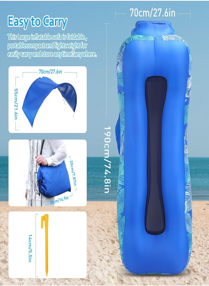 Aomeius Inflatable Lounger Air Sofa with Unique Sun-Shade Design, Inflatable Beach Bed with Pillow, Waterproof Inflatable Couch Camping Chair Hammock for Hiking Backyard Travel Beach Park Picnics  - Image 3