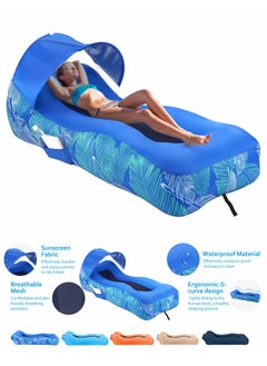 Aomeius Inflatable Lounger Air Sofa with Unique Sun-Shade Design, Inflatable Beach Bed with Pillow, Waterproof Inflatable Couch Camping Chair Hammock for Hiking Backyard Travel Beach Park Picnics  - Image 1