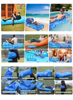 Aomeius Inflatable Lounger Air Sofa with Unique Sun-Shade Design, Inflatable Beach Bed with Pillow, Waterproof Inflatable Couch Camping Chair Hammock for Hiking Backyard Travel Beach Park Picnics  - Image 4