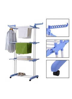 Three-Level Clothes Drying Rack White/Blue