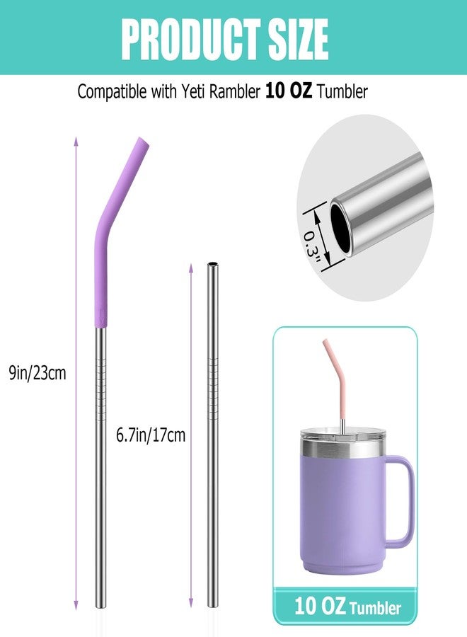 Ullnosoo Stainless Steel Straws with Silicone Tips for YETI 10oz, 6 Pack Reusable Drinking Metal Straws for 10oz YETI Tumbler MagSlider Lid, with Cleaning Brush, BPA-Free & Eco-Friendly - Image 4