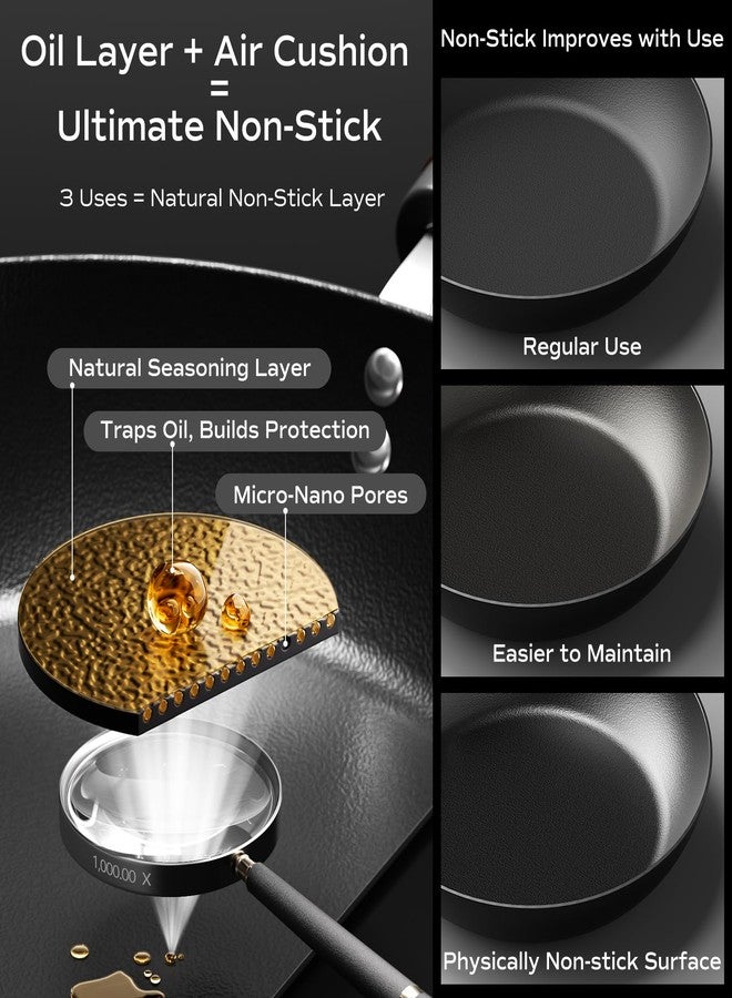 Armorbear Carbon Steel Frying Pan, Pre-Seasoned 11-Inch Cooking Skillet Wooden Handle, PFAS & PFOA-Free, Nitrided Black Fry Pan for Kitchen, Camping, Chef Use - Image 4