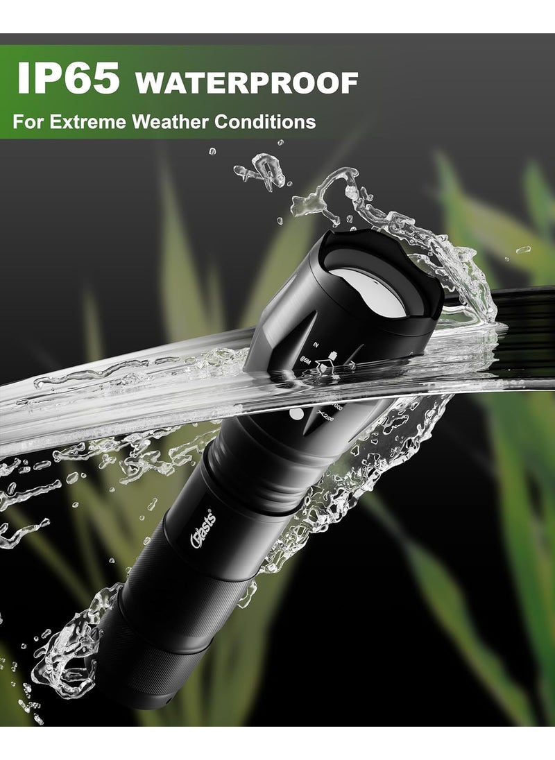 AANTAR THE DIFFERENCE AANTAR THE DIFFERENCE Metal LED Torch Flashlight XML T6 Water Resistance 5 Modes Adjustable Focus Rechargeable Torch Handheld Light Zoomable LED Adjustable Focus Tactical Flashlight Black  - Image 4