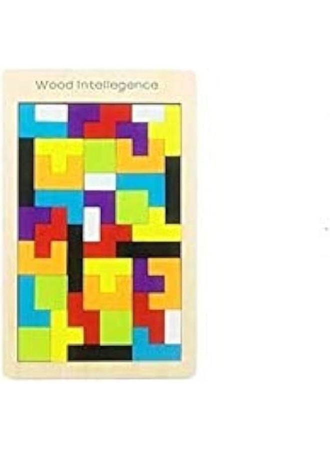 Wooden Tetris puzzle 40 Pcs Brain Teasers Toy for Kids, Wood Tangram Jigsaw Brain Games educational Toys 