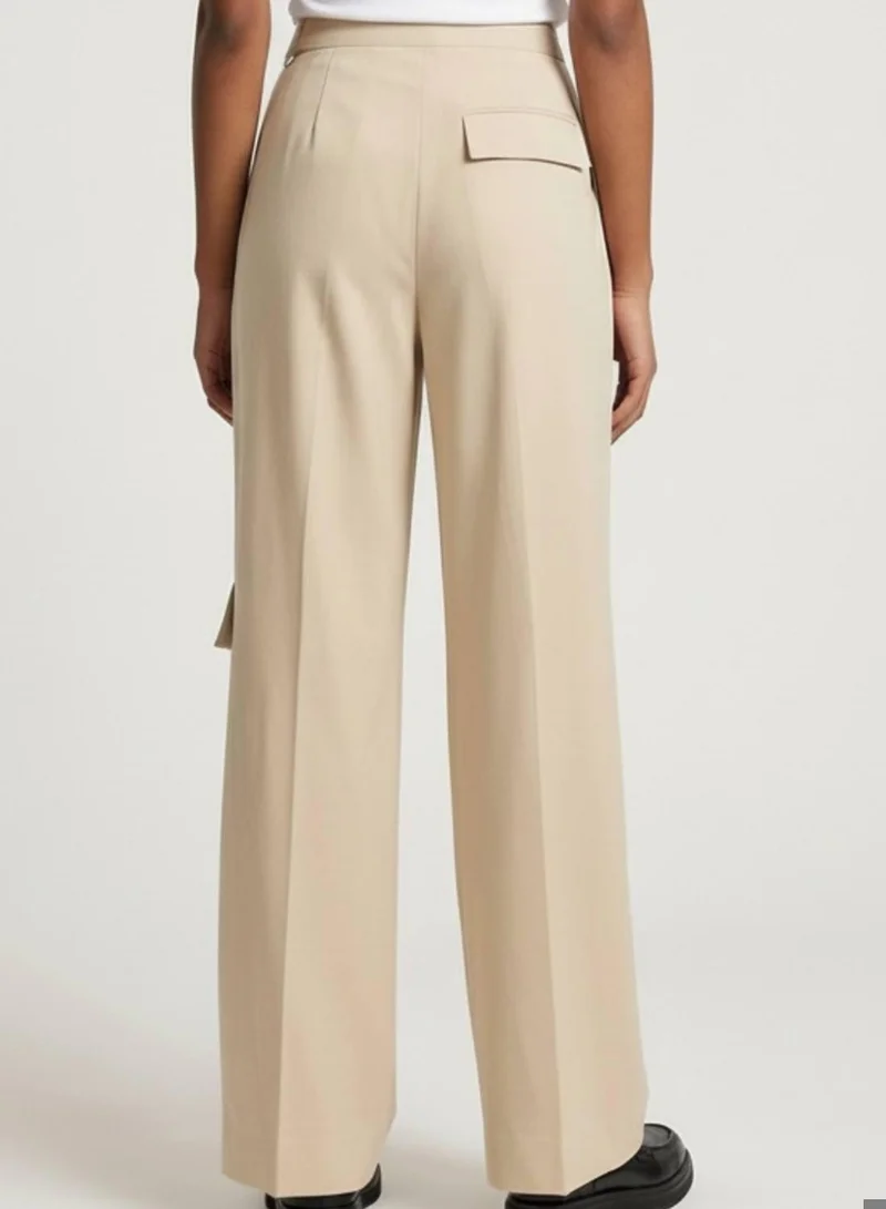 Calvin Klein Gravel Wide Leg Twill Trousers for Women | Best Price UAE
