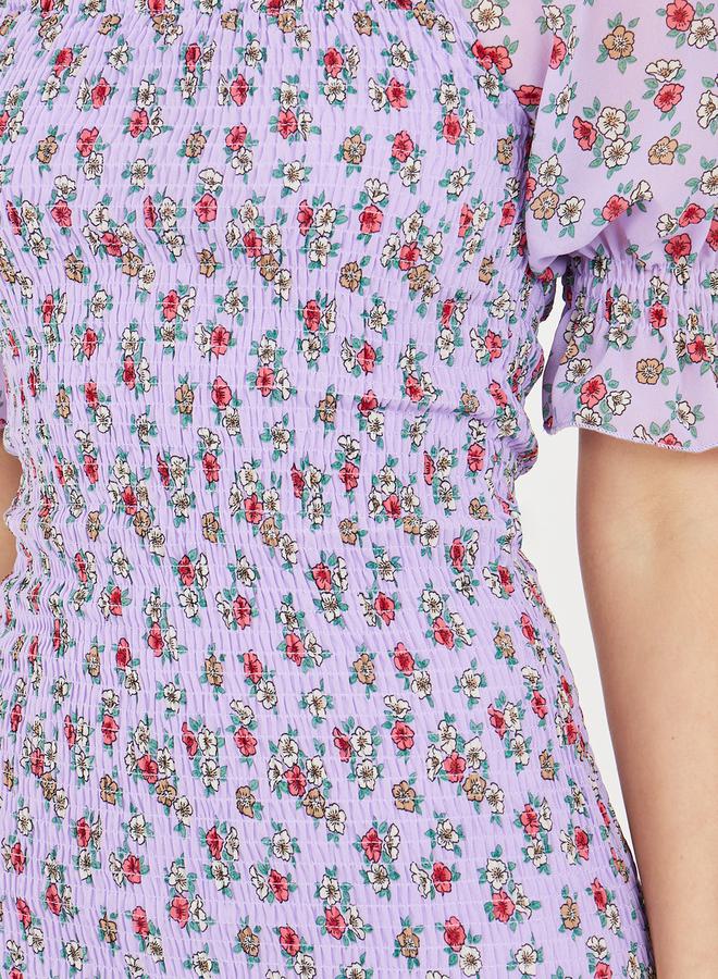 Styli Floral Smocked Midi Dress  - Image 3