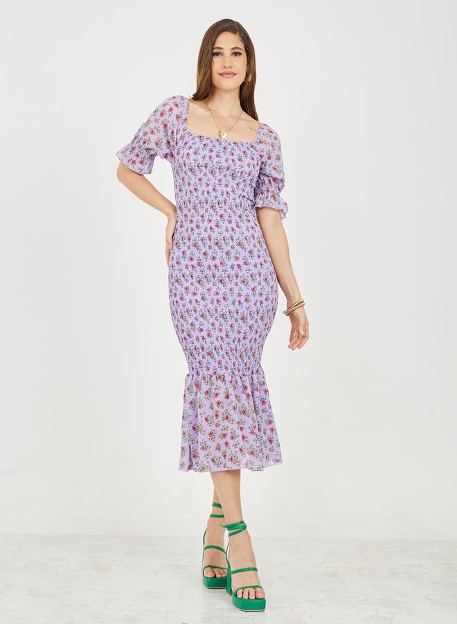 Styli Floral Smocked Midi Dress  - Image 2