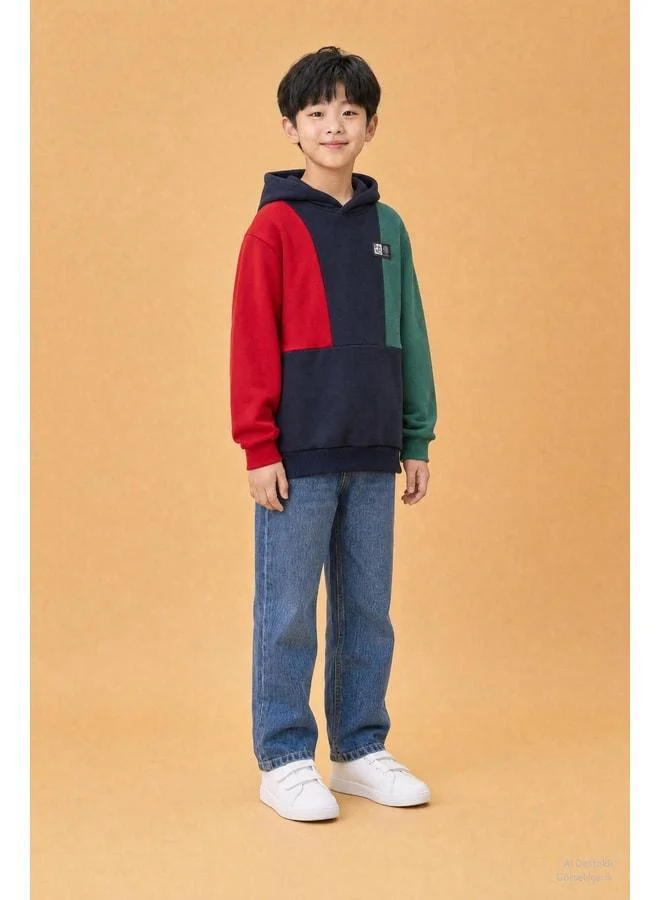 Perendi Boys Hooded 3-Thread Sweatshirt.