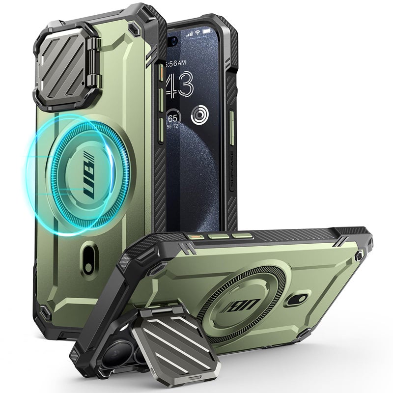 SUPCASE for iPhone 15 Pro Max Case with Camera Cover Stand UBMag XT Compatible with MagSafe Builtin Kickstand MilitaryGrade Protection Heavy Duty Rugged Magnetic Phone Case Guldan - Image 2