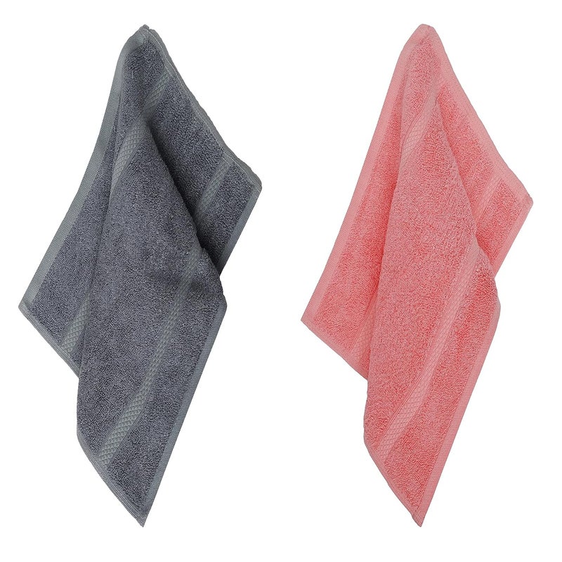 Velve 100 Bamboo Hand Towel 600 GSM Set of 2 Ultra Soft Absorbent Anti Bacterial Towel for Gym Yoga Sports Travel Grey Pink - Image 2