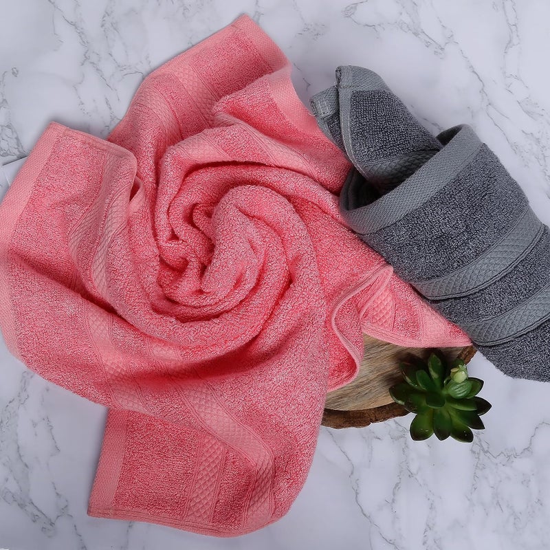 Velve 100 Bamboo Hand Towel 600 GSM Set of 2 Ultra Soft Absorbent Anti Bacterial Towel for Gym Yoga Sports Travel Grey Pink - Image 3