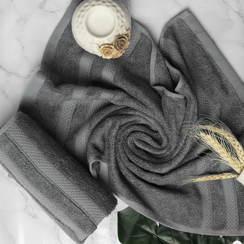 Velve 100 Bamboo Hand Towel 600 GSM Set of 2 Ultra Soft Absorbent Anti Bacterial Towel for Gym Yoga Sports Travel Grey Pink - Image 4