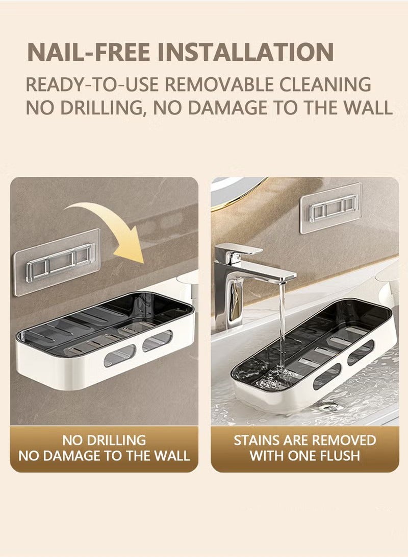 Beauenty 1 Pack Adhesive Swivel Bathroom Shower Caddy, Durable and No Drill Bathroom Organizer, Wall Mounted Swivel Floating Storage Shelf for Kitchen and Bathroom - Image 5