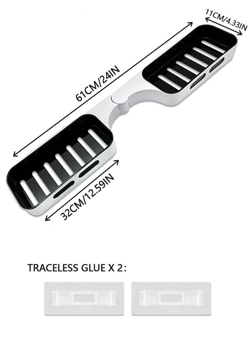 Beauenty 1 Pack Adhesive Swivel Bathroom Shower Caddy, Durable and No Drill Bathroom Organizer, Wall Mounted Swivel Floating Storage Shelf for Kitchen and Bathroom - Image 2