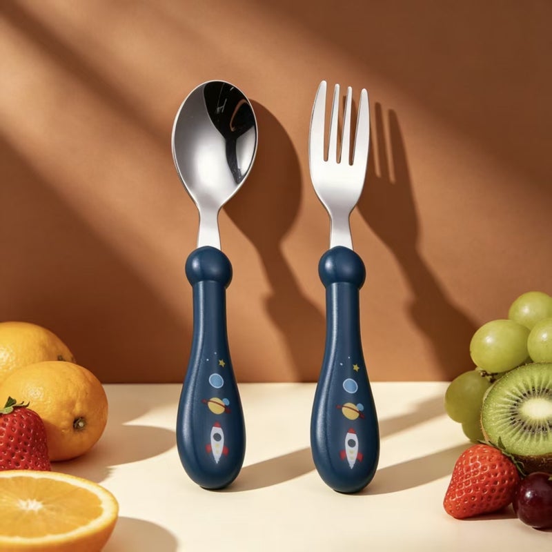 304 Stainless Steel Kids Spoon and Fork Set - Image 1