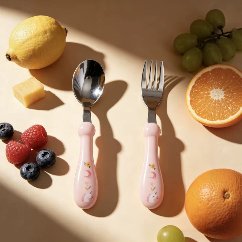 304 Stainless Steel Kids Spoon and Fork Set - Image 2