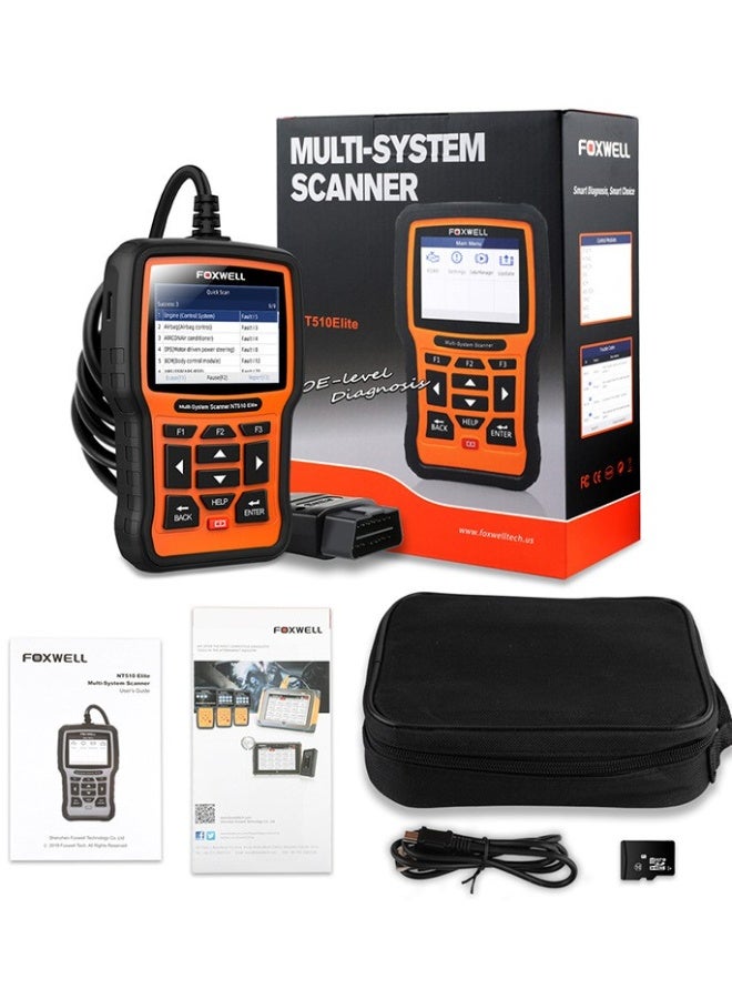 Foxwell ماسح ضوئي NT510 Elite كامل النظام OBD OBD2 ABS SRS وسادة هوائية SAS AT EPB DPF إعادة تعيين تسجيل البطارية أداة تشخيص السيارات، مصممة لمستخدمي العائلة - Image 1