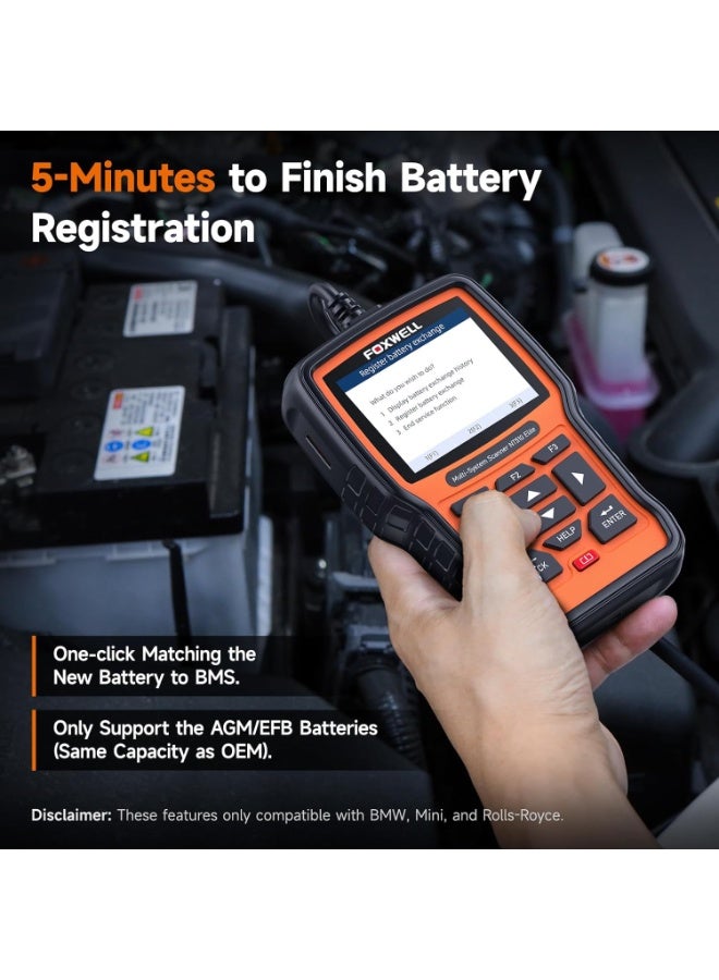 Foxwell ماسح ضوئي NT510 Elite كامل النظام OBD OBD2 ABS SRS وسادة هوائية SAS AT EPB DPF إعادة تعيين تسجيل البطارية أداة تشخيص السيارات، مصممة لمستخدمي العائلة - Image 4