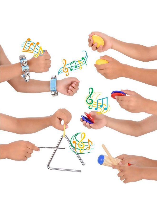 Boxiki kids مجموعة آلات موسيقية مكونة من 16 قطعة تعليمية وموسيقية للأطفال مع طنبورة وماراكاس وكاستانيت وأكثر لتطوير المهارات الحركية الدقيقة للأطفال من 3 سنوات فما فوق - Image 5