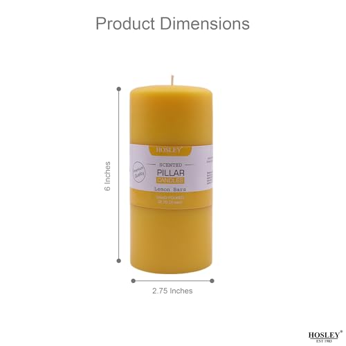 HOSLEY 6 Inch Long Lemon Bar Fragrance Yellow Pillar Candles| Soy & Paraffin Wax Candles for Home Decor, Party, Wedding, Gifting|90 Hours Burn Time|2.75 Inch Diameter|Pack of 1 - Image 5