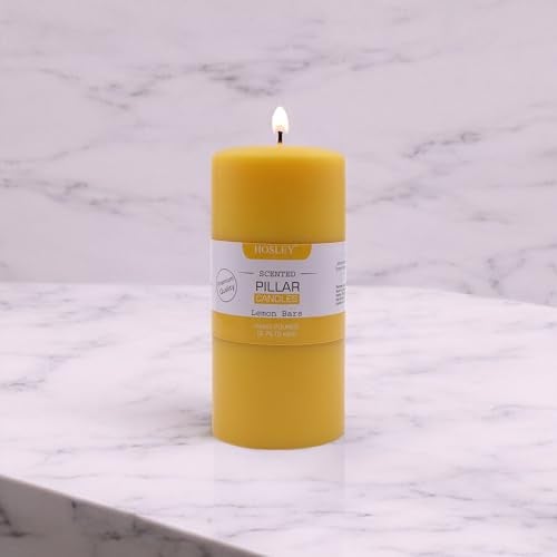 HOSLEY 6 Inch Long Lemon Bar Fragrance Yellow Pillar Candles| Soy & Paraffin Wax Candles for Home Decor, Party, Wedding, Gifting|90 Hours Burn Time|2.75 Inch Diameter|Pack of 1 - Image 2