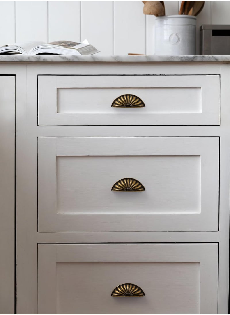 spa luxetique Antique Brass Cabinet Cup Pulls 3" Hole Center 2 Pack Vintage Drawer Pulls Kitchen Hardware Cabinet Handles Dresser Handles Knobs  - Image 3