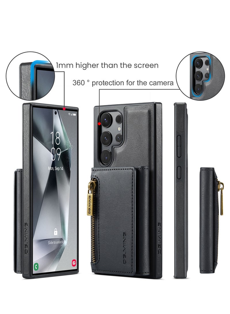 Mmmon Protector for Samsung Galaxy S23 Ultra Wallet Case with Wireless Charge 2 in 1 Detachable Leather Wallet Back Cover Magnetic Wallet Protective Guard Shell with Stand Card Holder Black - Image 3