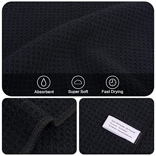 KinHwa Microfiber 6 Pack Dish Cloths Thick Waffle Weave Kitchen Dish Drying Towel Rags Super Absorbent Kitchen Tea Towels Sets 12inch x 12inch Black - Image 4